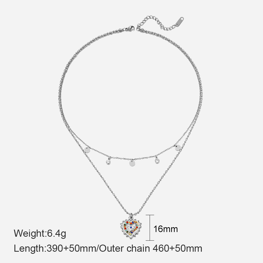 Wholesale Diamond Heart Shape Stainless Steel Necklace